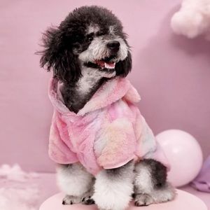 Plush tie dye dog outfit